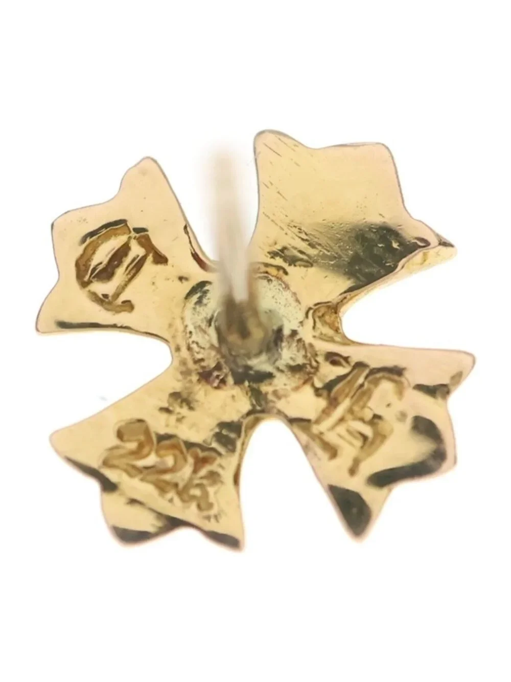 Chrome Hearts 22k No2 CH Pls CH Plus Stud Earrings Gold